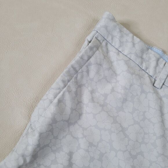 Men's Peter Millar Gray Floral Pattern Stretch Flat Front Chino Golf Shorts 40 - Picture 4 of 11